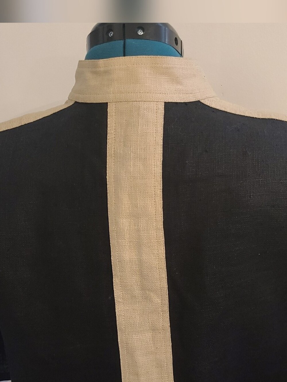 Valentino Miss Vintage Midi Shirt Dress Black with Cream Trim Gold Buttons, M - Picture 7 of 12